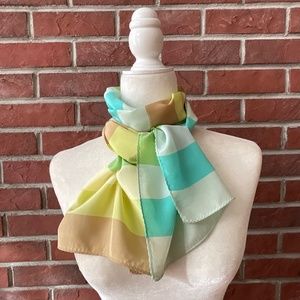 •Echo Vintage Striped 100%Silk Signed Logo Scarf 54”x11”